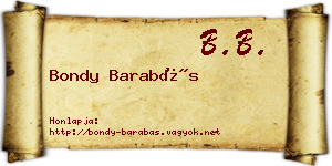 Bondy Barabás névjegykártya